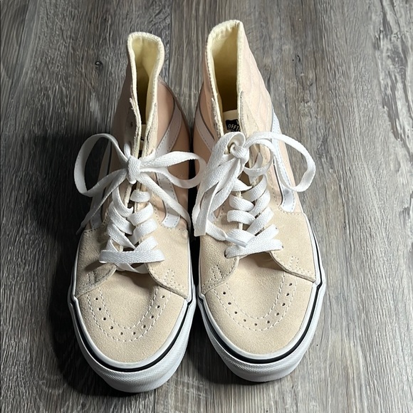 Vans Shoes - Vans Women's High-Top Sneakers - Pink and White